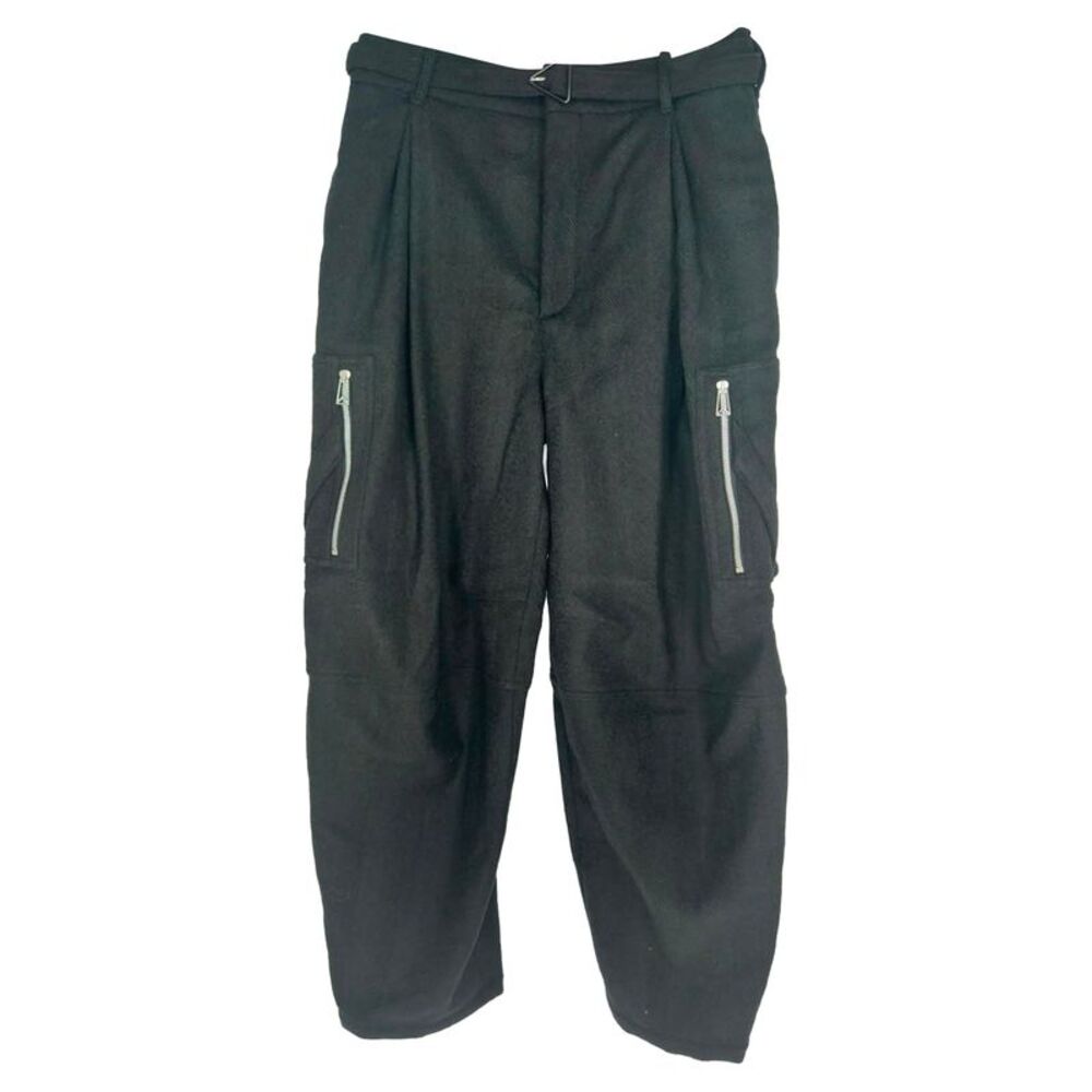 Bottega Veneta Herringbone Cargo Casual Pants in Black Wool